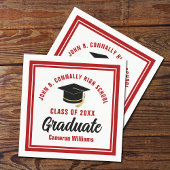 Custom Red White Afstuderen 2025 Graduation Party Servet