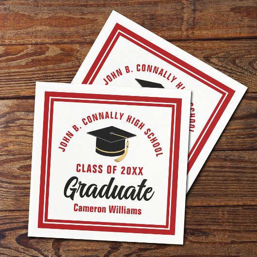 Custom Red White Afstuderen 2025 Graduation Party Servet