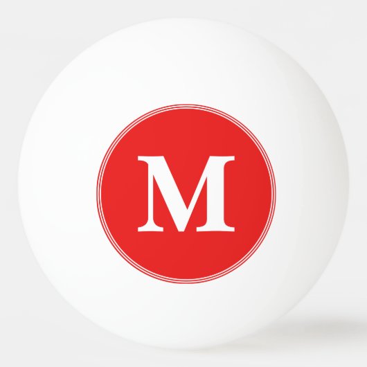 Custom Red White Monogrammed Table Tennis Beer Pingpongbal (Voorkant)