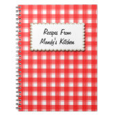Custom Red White Plaid Stripes Recipe Notebook Notitieboek (Voorkant)