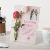 Custom Red White Rose Valentine Photo Reclamebord Met Voetstuk (Insitu)