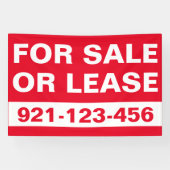 Custom Red White Te Koop of Lease Vastgoed Spandoek (Horizontaal)