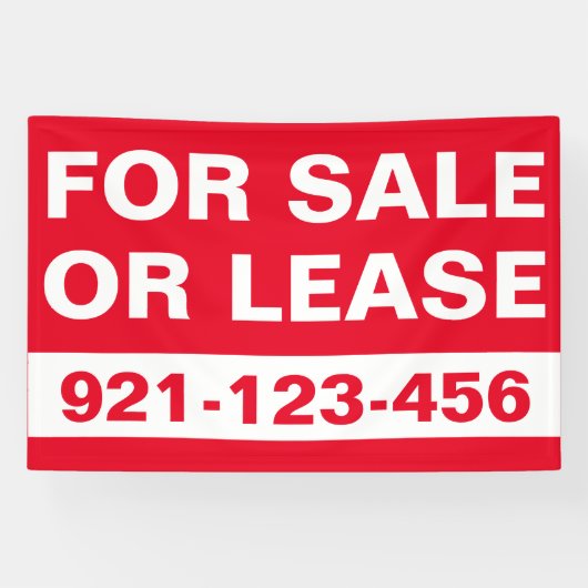 Custom Red White Te Koop of Lease Vastgoed Spandoek (Horizontaal)