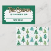 Custom Redeemable Ticket Gift Coupon Xmas Card  Informatiekaartje (Voorkant / Achterkant)
