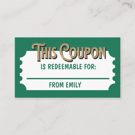 Custom Redeemable Ticket Gift Coupon Xmas Card  Informatiekaartje (Voorkant)