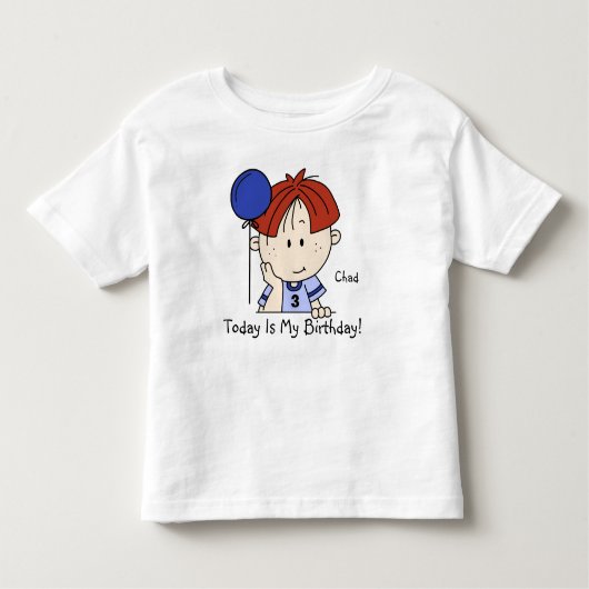 Custom Redhead Boy met Ballon Verjaardag T-shirt (Voorkant)