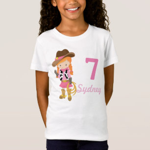 Custom Redhead Cowgirl Verjaardagsfeestje Meisje's T-shirt