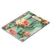 Custom Reflective Shabby Chic Turquoise Rose Notitieboek (Linkerzijde)