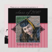 CUSTOM Regal SQUARE Afstuderen Invitation (roos) Kaart (Voorkant / Achterkant)