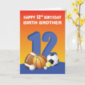 Custom Relation Birth Brother Boy 12th Birthday Sp Kaart (Gele Bloem)