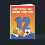 Custom Relation Birth Brother Boy 12th Birthday Sp Kaart<br><div class="desc">Surprise a special boy on his 12th birthday with this personalized greeting card. The colorful front and fun inside message is just what he needs to make his day more special. Grab this one and give him when that day comes.</div>