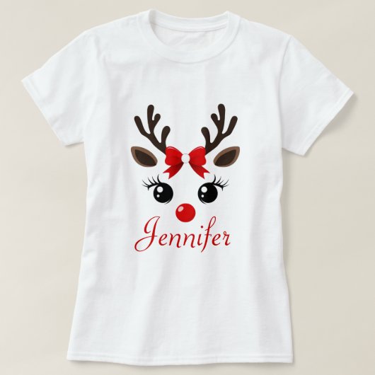 Custom Rendier Kerstmis | feestdag T-shirt (Design voorkant)