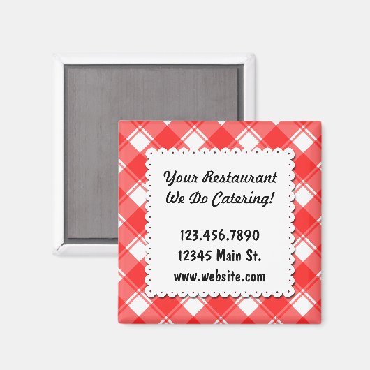 Custom Restaurant Business Red Pset Magnet (Voorkant / Achterkant)