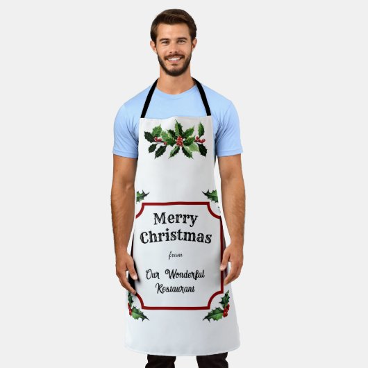 Custom Restaurant Vrolijk Kerstfeest Schort (Gedragen)