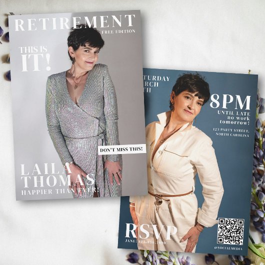 Custom Retirement Party Magazine Hoesje Foto's Kaart