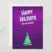 Custom Retro 80s Neon Roze Groene Kerstboom Kaart (Voorkant)