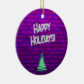 Custom Retro 80s Neon Roze Kerstboom 2025 Keramisch Ornament (Rechts)