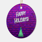 Custom Retro 80s Neon Roze Kerstboom 2025 Keramisch Ornament (Links)