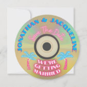 Custom Retro 80s Tropical Neon CD Save The Date Kaart (Voorkant)