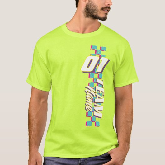 Custom Retro 90s Race Team Number Shirt (Voorkant)