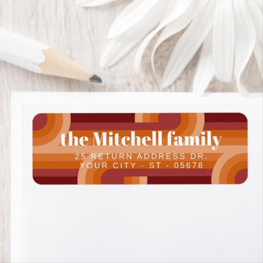 Custom Retro Abstract Waves Art Patroon Etiket (Insitu)