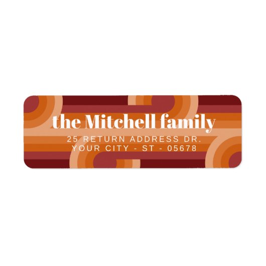 Custom Retro Abstract Waves Art Patroon Etiket (Voorkant)