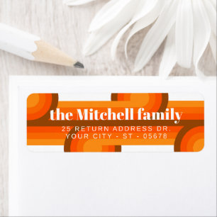 Custom Retro Abstract Waves Art Patroon Etiket