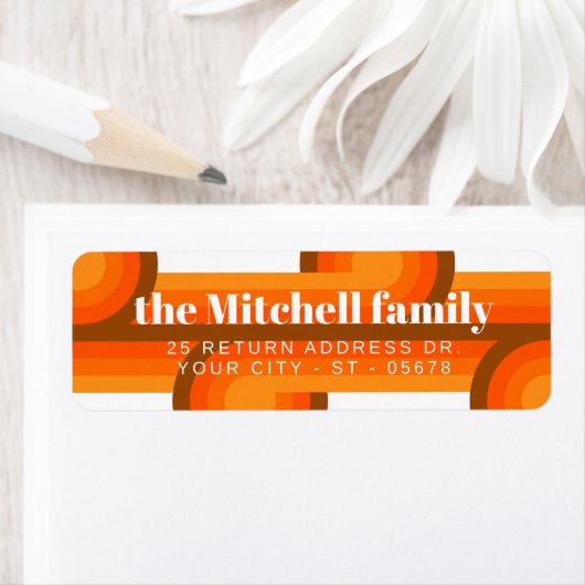 Custom Retro Abstract Waves Art Patroon Etiket (Insitu)