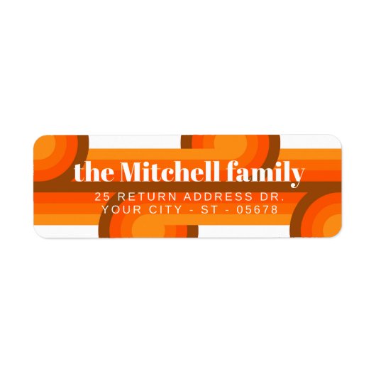 Custom Retro Abstract Waves Art Patroon Etiket (Voorkant)