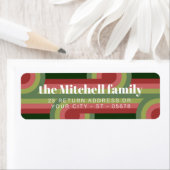 Custom Retro Abstract Waves Art Patroon Etiket (Insitu)