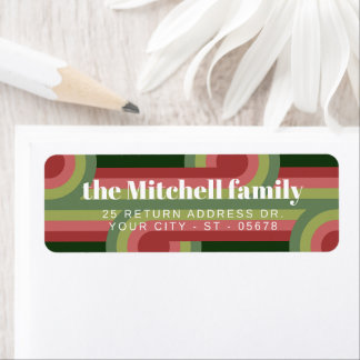 Custom Retro Abstract Waves Art Patroon Etiket