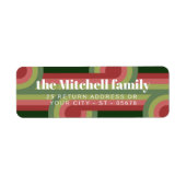 Custom Retro Abstract Waves Art Patroon Etiket (Voorkant)