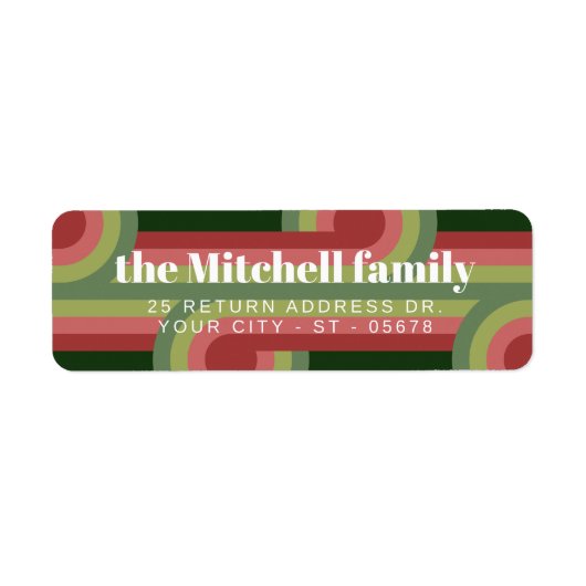 Custom Retro Abstract Waves Art Patroon Etiket (Voorkant)