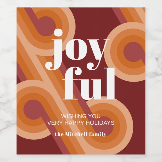 Custom Retro Abstract Waves Art Patroon Wijn Etiket (Enkel label)