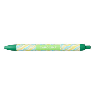 Custom Retro Artistic Cool Abstract Waves Patroon Zwarte Inkt Pen