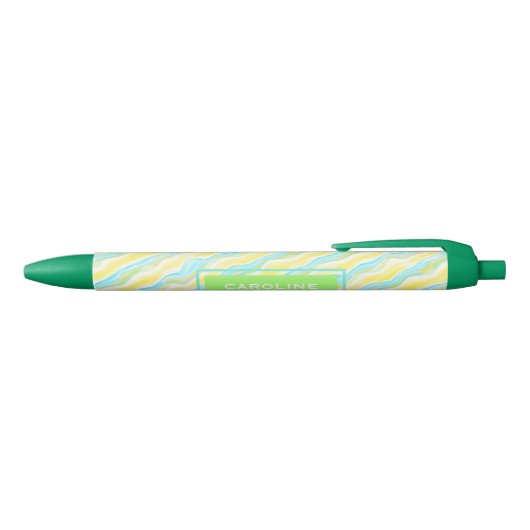 Custom Retro Artistic Cool Abstract Waves Patroon Zwarte Inkt Pen (Bovenkant)