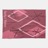 Custom Retro Atomic Diamonds Red Theedoek (Horizontaal)