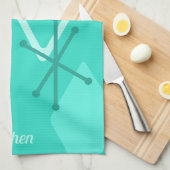 Custom Retro Atomic Diamonds Turquoise Theedoek (Quarter Fold)