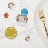 Custom retro  baby foto 1e verjaardag confetti (Groep)