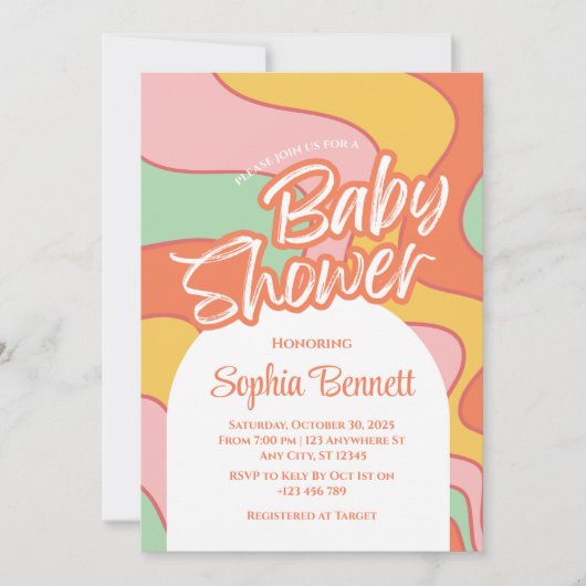 Custom Retro Baby shower Invitation Kaart (Voorkant)