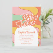 Custom Retro Baby shower Invitation Kaart (Staand voorkant)