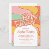 Custom Retro Baby shower Invitation Kaart (Voorkant / Achterkant)