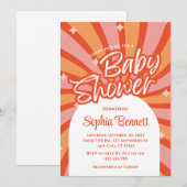 Custom Retro Baby shower Invitation Kaart (Voorkant / Achterkant)
