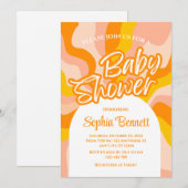 Custom Retro Baby shower Invitation Kaart (Voorkant / Achterkant)
