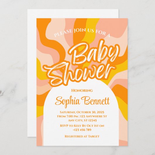 Custom Retro Baby shower Invitation Kaart (Voorkant / Achterkant)