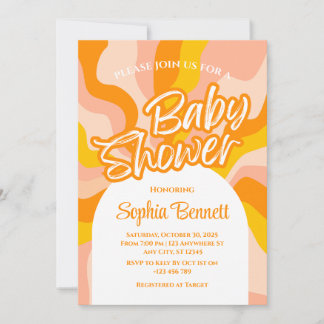 Custom Retro Baby shower Invitation Kaart