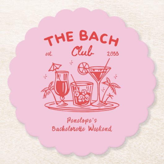 Custom Retro Bachelorette Party Decor Onderzetters (Voorkant)