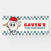 Custom Retro Baseball Verjaardagsfeest Vinyl Outdo Spandoek (Horizontaal)