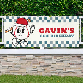 Custom Retro Baseball Verjaardagsfeest Vinyl Outdo Spandoek