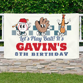 Custom Retro Baseball Verjaardagsfeest Vinyl Outdo Spandoek